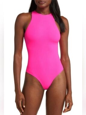 SMIMS NWT Fits Everybody High Neck Tank Bodysuit - Neon Pink